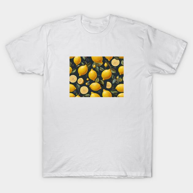 Lemon Pattern Fruit Sweet Harvest Field Product Food T-Shirt by Flowering Away